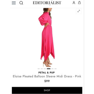 Petal & Pup Eloise pleated-balloon-sleeve-midi-dress sz. Women’s 2